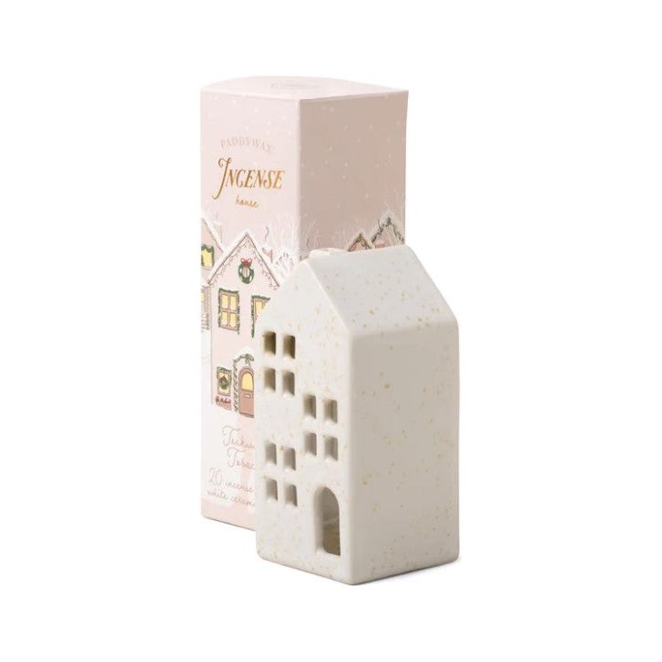 Cream Ceramic House Incense Holder