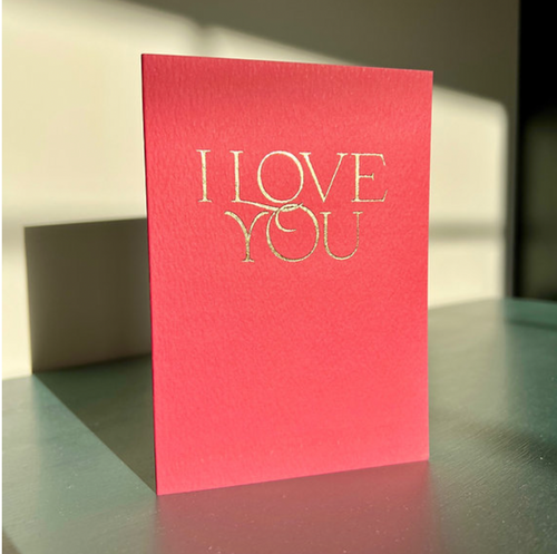 Dark Coral I Love You Card