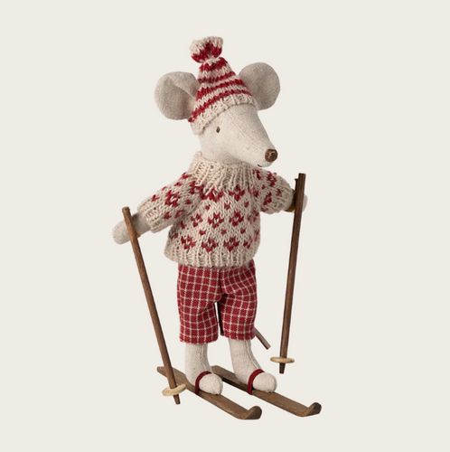 Winter Mouse Ski Set: Red Mum