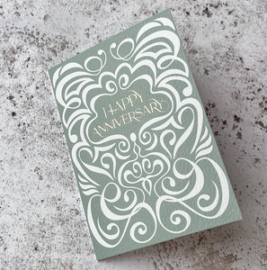 Sage & White Swirly Anniversary Card