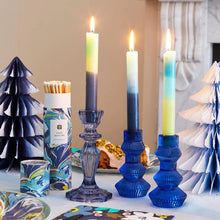 Load image into Gallery viewer, Large Cobalt Blue Geometric Candle Holder