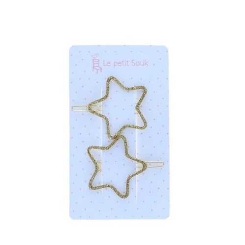 Gold Glitter Star Hair Clips