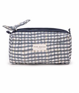 Tara Brume Blue Gingham Make Up Pouch