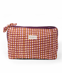 Tara Camel Gingham Toiletry Pouch