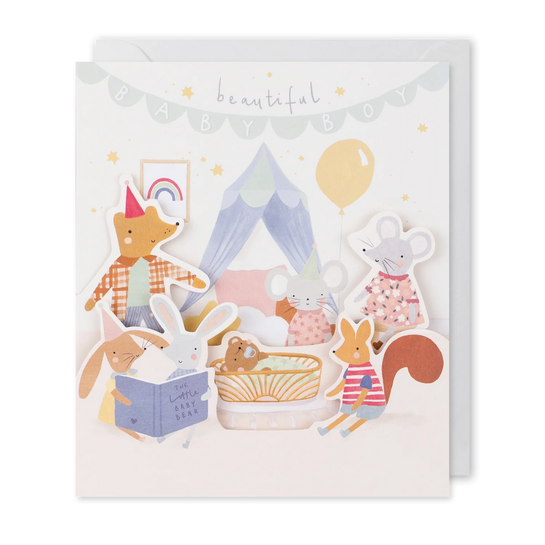 Beautiful Baby Boy Fold Out Card