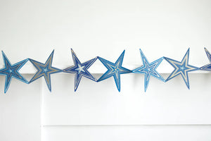 Blue Stars Concertina Garland