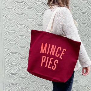 Mince Pies Burgundy Tote Bag