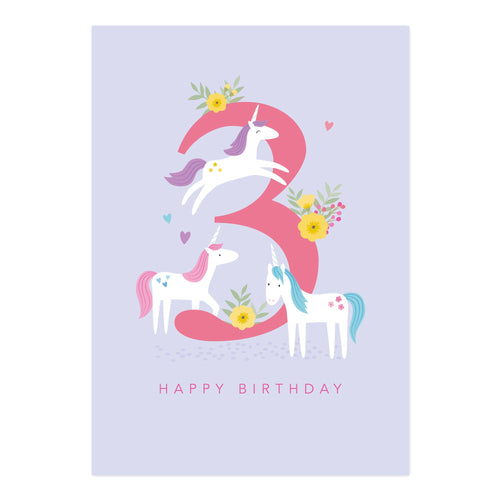 Age 3 Unicorn Card