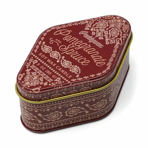 Pomegranate Spruce Tin Candle