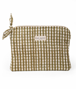 Tara Verveine Green Gingham Flat Pouch