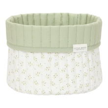 Load image into Gallery viewer, Small Reversible Quilted Storage Basket: Green Blueberry Leaves