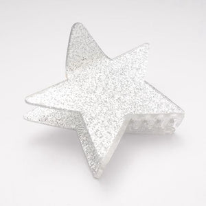 Silver Glitter Star Hair Claw Clip