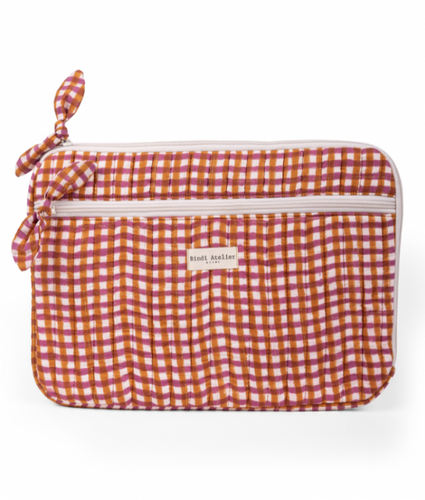 Tara Camel Gingham Laptop Pouch