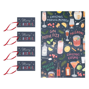 Cocktail Christmas Wrapping Paper Set