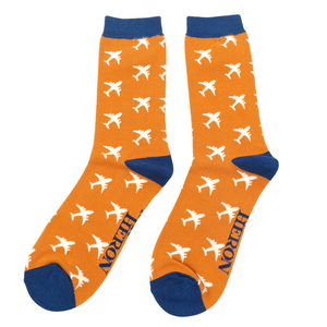 Airplanes Mustard Men's Socks