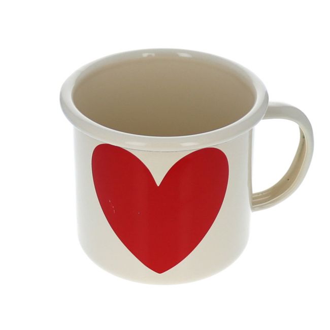 Large Red Heart Enamel Mug