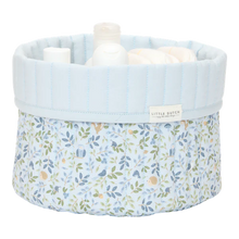 Load image into Gallery viewer, Small Reversible Quilted Storage Basket: Blue Forest Adventures