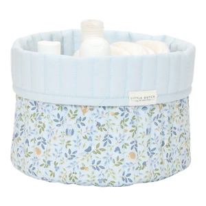 Small Reversible Quilted Storage Basket: Blue Forest Adventures