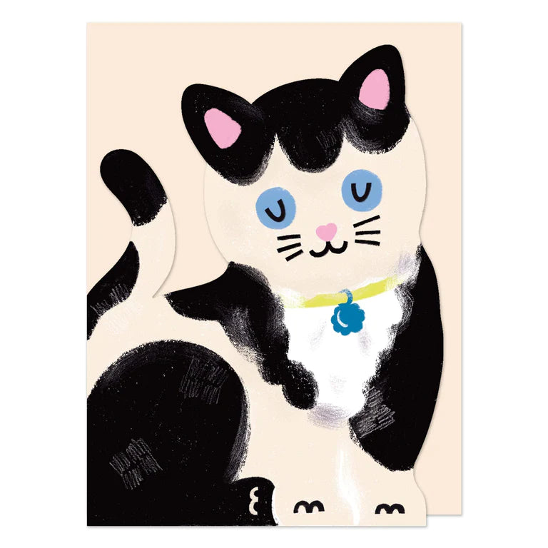 Mini Black And White Kitten Card