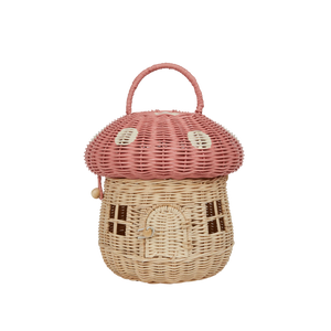 Pink Musk Mushroom Rattan Basket