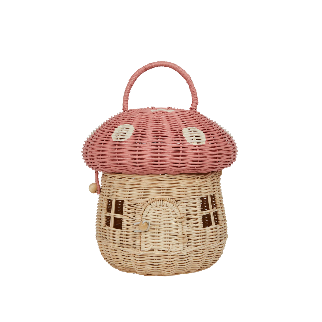 Pink Musk Mushroom Rattan Basket