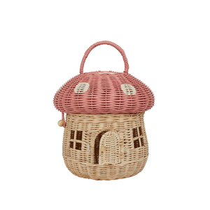 Pink Musk Mushroom Rattan Basket