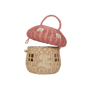 Pink Musk Mushroom Rattan Basket