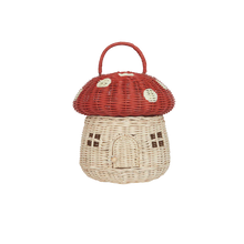 Load image into Gallery viewer, Red Mushroom Rattan Basket