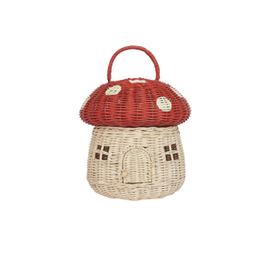 Red Mushroom Rattan Basket