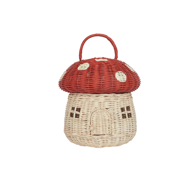 Red Mushroom Rattan Basket