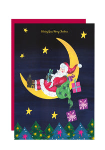 Sleeping Santa Moon Card