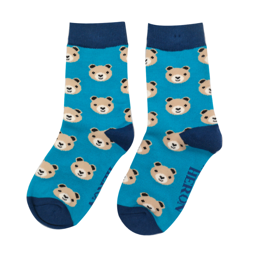 Bears Teal Bamboo Socks - Age 4-6 Years