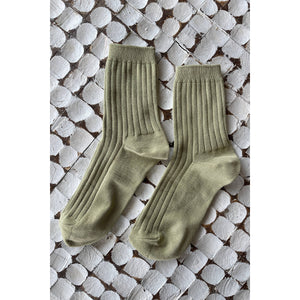 Cotton Ribbed Socks - Avocado