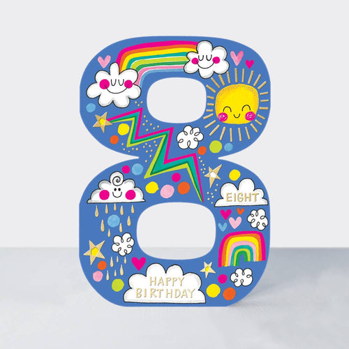 Age 8 Clouds & Rainbows Card