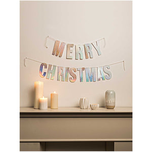 Iridescent Merry Christmas Garland