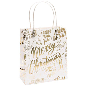 Medium White Merry Christmas Gift Bag