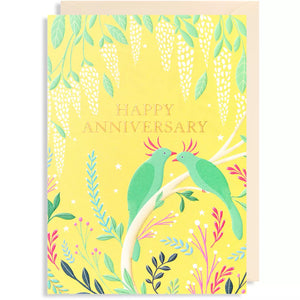 Happy Anniversary Colourful Birds Card