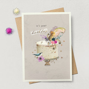 It's Your Birthday Feather Cake Card