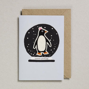 Iron On Penguin In Snow Globe Card