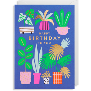 Happy Birthday Potted Plants Card