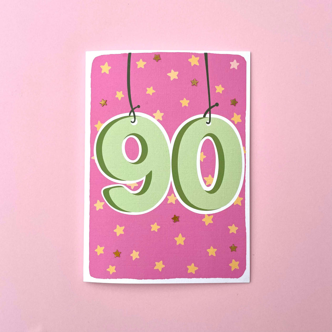 Age 90 Star Embellished Card