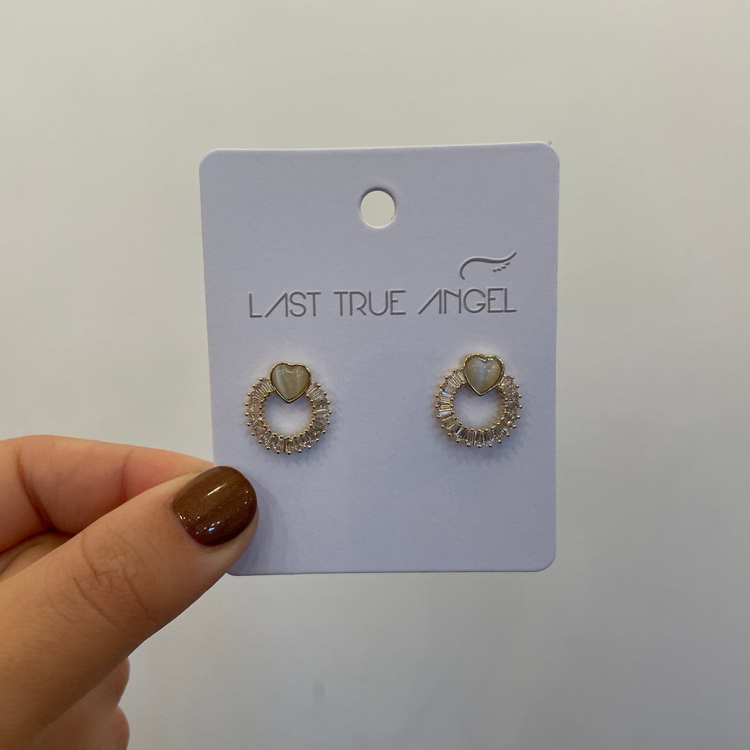 Circle Heart Gold Earrings