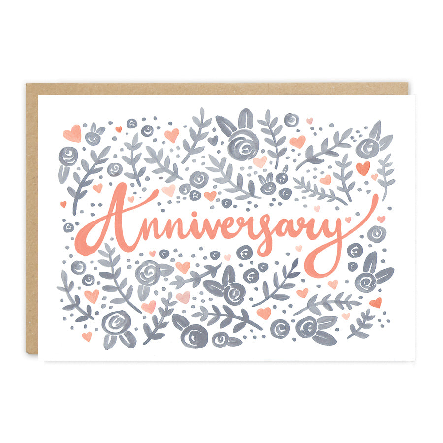 Folk Pattern Anniversary Greeting Card