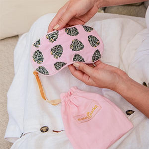 Monstera Pink Velvet Eye Mask