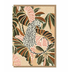 Leopard On Leaves Card