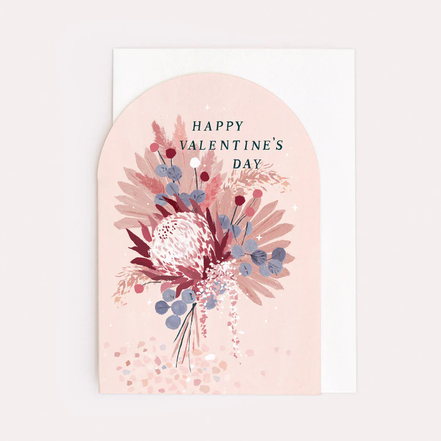 Happy Valentines Day Dried Flowers Card