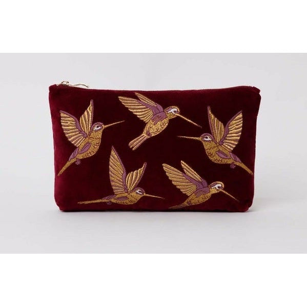 Hummingbird Ruby Red Velvet Everyday Pouch