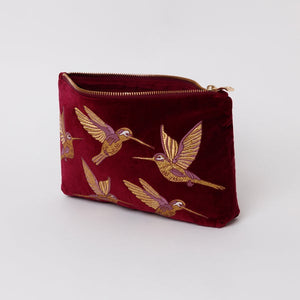 Hummingbird Ruby Red Velvet Everyday Pouch