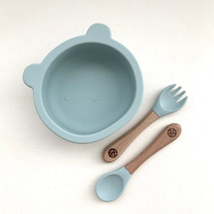 Sky Blue Cub Silicone Dinner Set