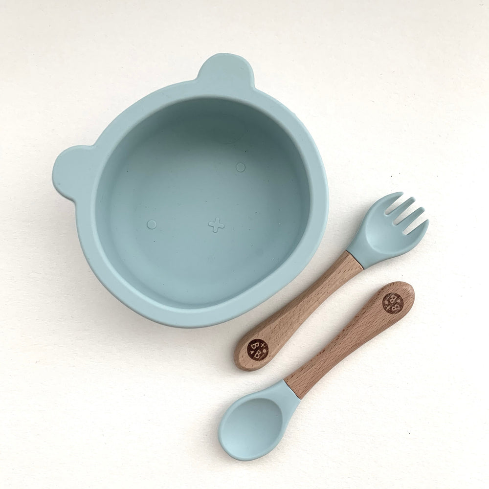 Sky Blue Cub Silicone Dinner Set